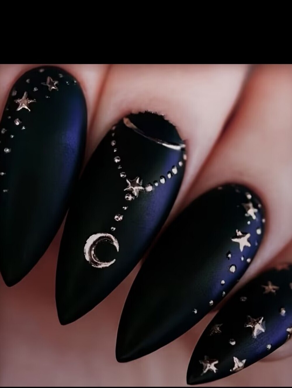 🔥3/$21 Matte Black Galaxy Press On Nails